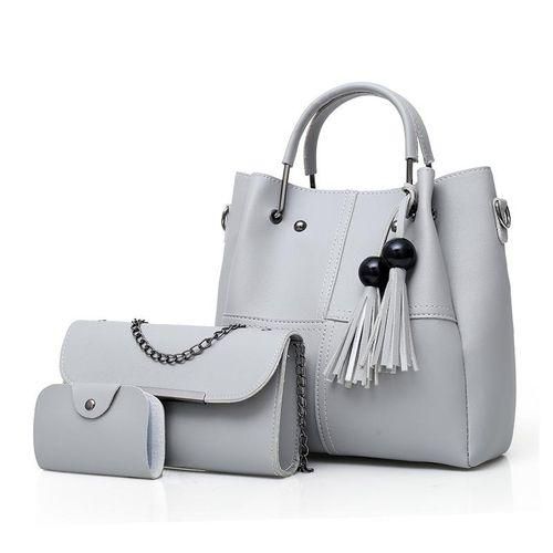Shoulder Women Handbag Pu Leather Trendy 3 In 1 Ladies Handbags Set
