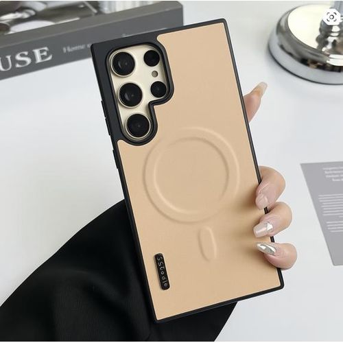 Galaxy S25 Ultra Back Cover Luxury Leather Magnetic with wireless compatibility Shockproof Heavy Protection Phone case Back Cover