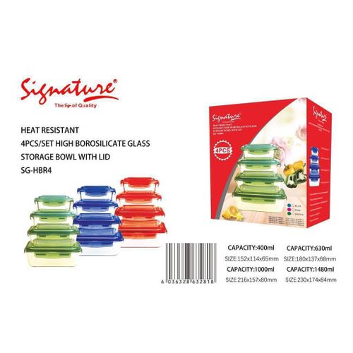 Set of 4 Glass Storage Containers-Blue.