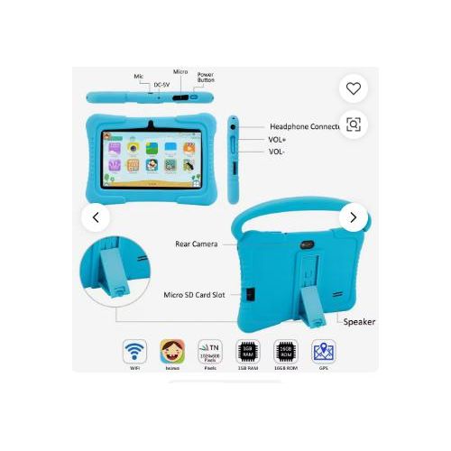 7inch Android Toddler Tablet 32GB WiFi Camera Kid-Proof Case with Handle Netflix YouTube Ages 3-14 Kids Tablet