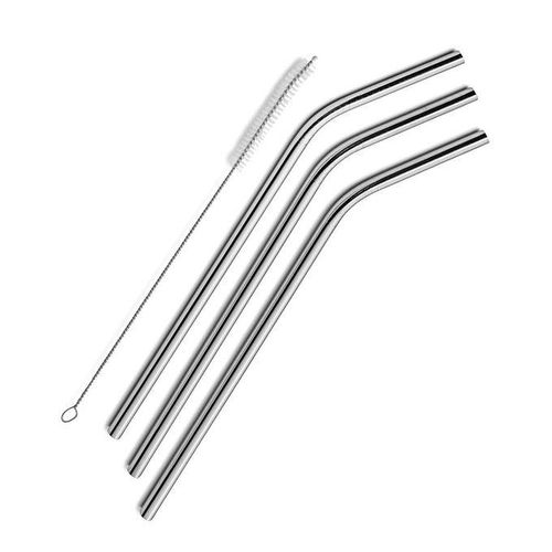 3 Pcs Reusable Stainless Steel Metal Drinking Straw Reusable