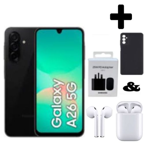 Galaxy A26 5G 67 6GB RAM 128GB ROM 50MP Dual Sim -Black EarpodsAdapterCover