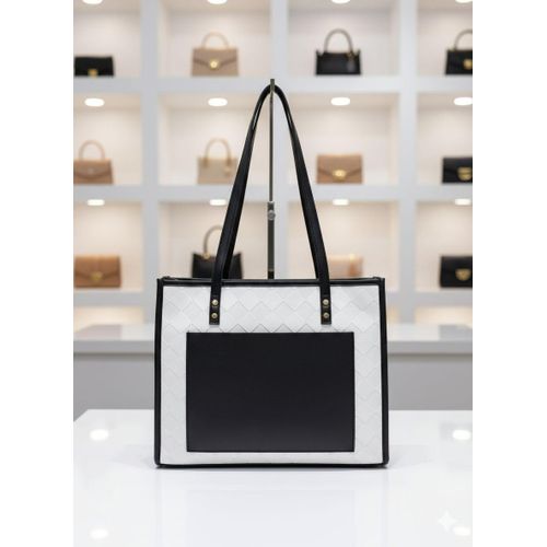 Elegant Two-Tone Structured Tote Bag