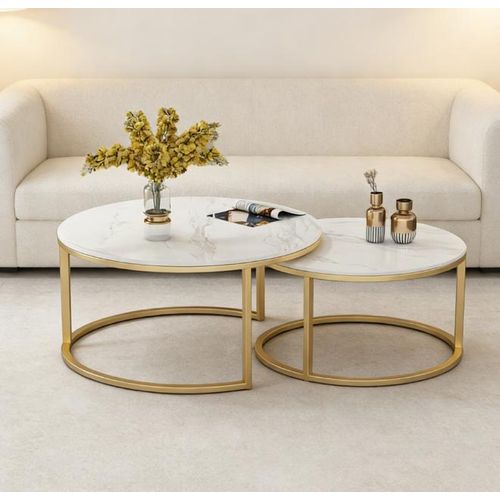 Luxury Round Coffee Table Set Modern Vintage Center Table Living Room Furniture Elegant Coffee Table Set