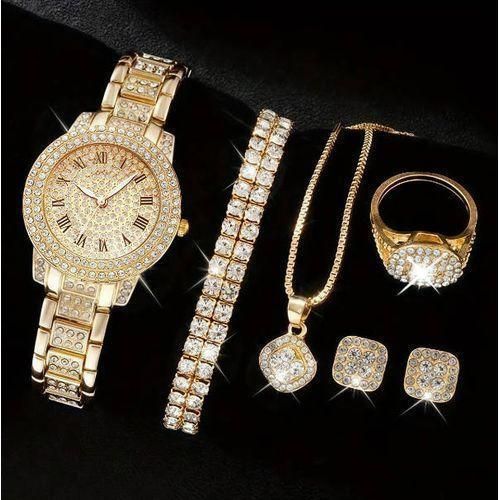Ladies Watches Bracelet Set Women Necklace Ring Jewelry