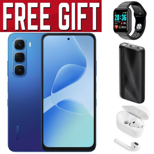 Hot 60i 4G"6.7-inch, 8GB RAM+256GB ROM' Battery: 5160mAh COMES WITH FREE GIFTS ( AIRPODS + SMART WATCH +POWERBANK ) FOR YOU (