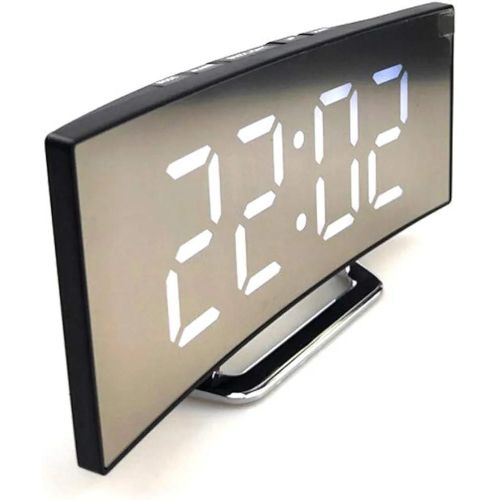 Curved Cute Digital Alarm Clock/ Colorful Led Display/ Adjustable Volume/ Weekday/Weekend Mode/ Simple Clock for Bedrooms Bedside