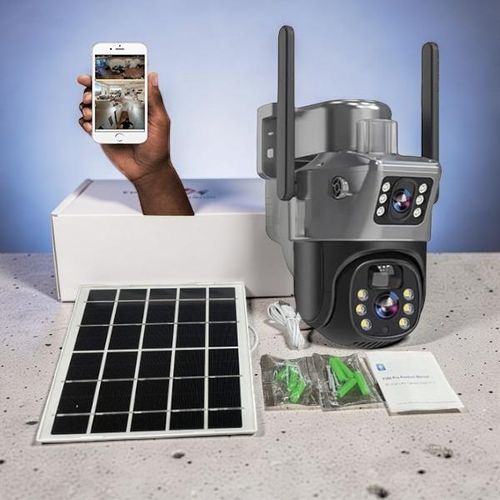 Alarm Warning Light Remote Monitoring Support Multi-User Access Full-Color Night Vision V380 Pro App 12MP 4G PTZ Rotating Dual Lens Full-Color 24/7 Colored Night Vision Outdoor Security Solar Camera