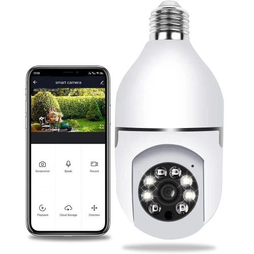 E27 Smart Bulb Camera V380 Pro 360 Wi-Fi PTZ Cam with Night Vision Baby Monitor