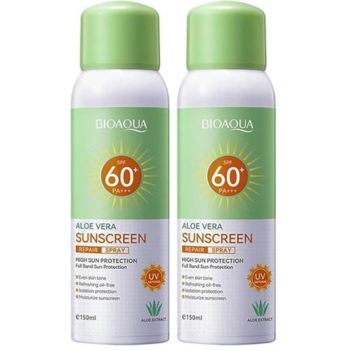 BIOAQUA Aloe Vera Sunscreen Spray SPF60+ PA+++ UVA/UVB Repair Refreshing Moisturizing Waterproof Sweat Resistant 150ml / 5.07fl.oz