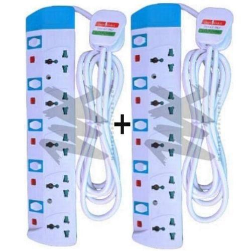 Power King Best TWO 5 Way//Gang Way//Socket Power Extension With Switch For Fridge, Smart TV & Steam Or Dry Iron-box