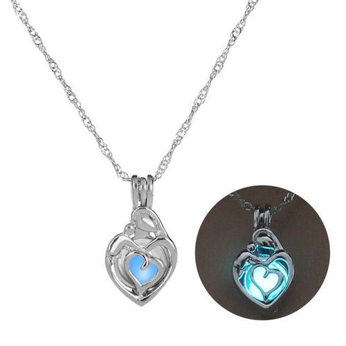 Luminous Necklace Skin-friendly Rust-proof Alloy-Bluegreen