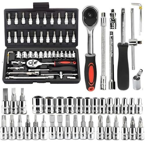 46 Piece 1/4 Socket Set Goti Pana with Ratchet Wrench For Car, Bike, Cycle Repairing, DIY Projects, Home & Automobile Vehicle Service
