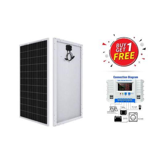 100Watts Solar Panel 25 Years Warranty All Weather Mono Solar Panel + Free 30A Solar Charge Controller