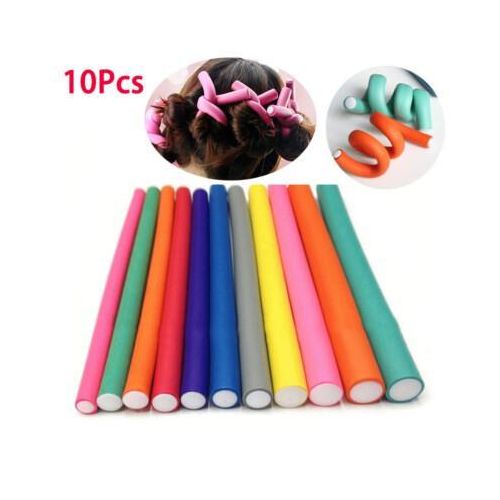 10 Pack Flexi rods Hair rollers + Free Hair styling mousse