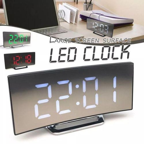 Bedside Office Mirror Curved 7'' Screen LED Digital Clock