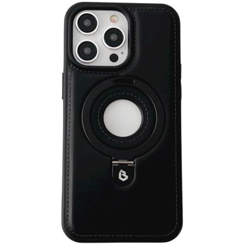 Premium Magnetic Leather iPhone Ip14 Back Cover with Stand – Elegant, Shockproof & MagSafe Compatible