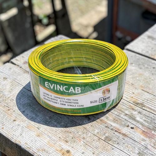 15mm YellowGreen Single Core Solid Strong Build Flexible Electrical Wiring Cable