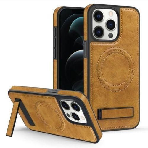 iPhone 12 Pro Max Brown Magnetic Soft PU Leather Case with Wireless Charging - MagSafe Shockproof Protective Phone Cover
