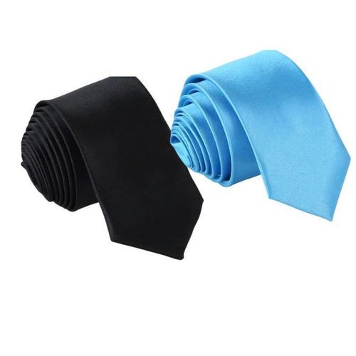 2pcs satin mens ties -Sky Blue Black