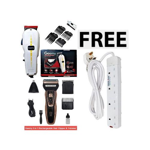 Professional Barbering Hair Shaving Machine-Kinyozi Free 3 in 1 Electric Rechargeable Shaver Nose Smoother 4 Way power extension cable