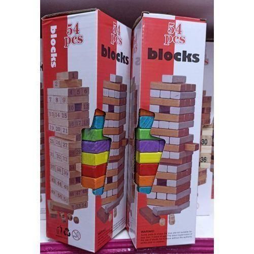 54pcs Jenga Blocks Coloured Wooden Blocks Toys Family Fun Game- Large