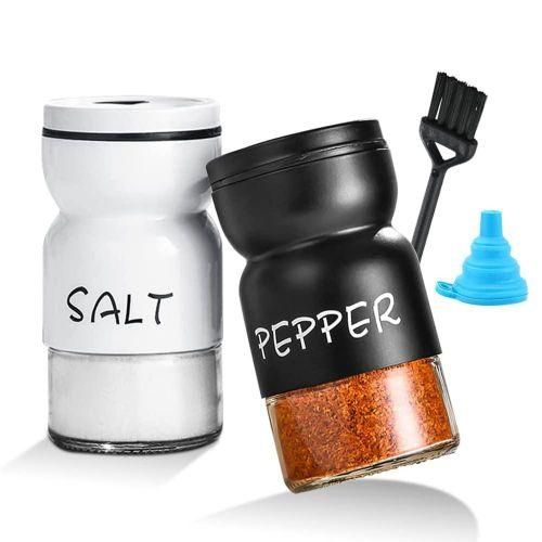 2Pcs Black White Salt and Pepper Shakers Set Pepper