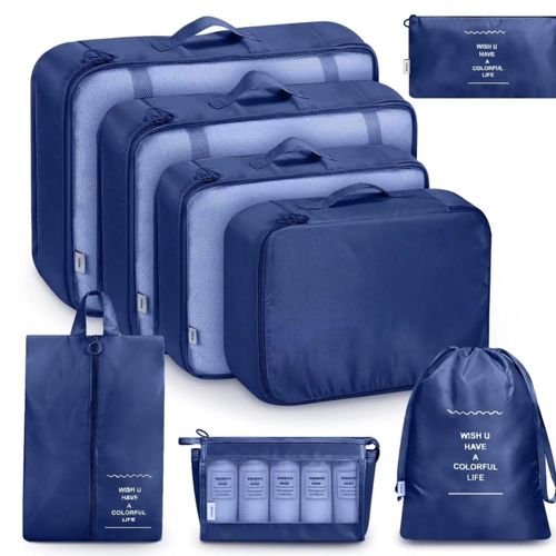 8pcs Luggage Travel Organizers For Suitcase With Toiletry Case