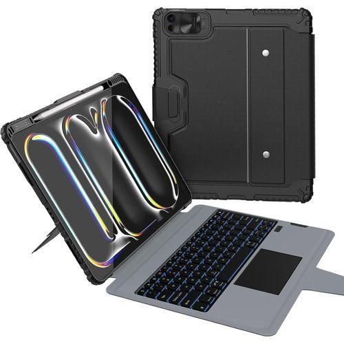 Nilkin iPad Pro 13 inch (M5, 2025/M4,2024) Case with Detachable Keyboard, Magic Trackpad, 7 Colors Backlit, Rugged Keyboard Case with Camera Cover for iPad Pro 13, Portrait/Landscape Modes, Black
