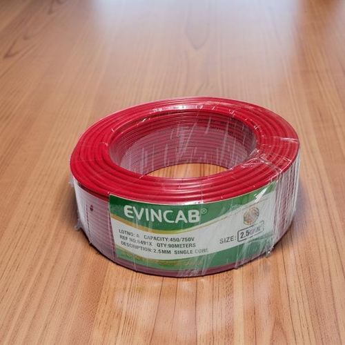 Thick Insulated Red 2.5mm Single Core Solid Copper Wire Indoor Electrical Wiring Cable