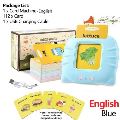 Talking Flash Cards Educational Toy for Toddlers (224 Words) - USB Rechargeable Montessori Learning Device for Kids