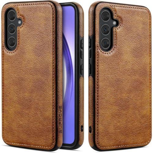 Samsung Galaxy S24 Brown Full Hard Case Classic Soft PU Leather Phone Case Cover