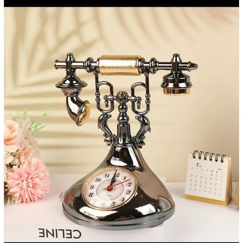 Vintage Style Telephone Clock Antique Look Rotary Phone Alarm Clock Retro Telephone Alarm Clock