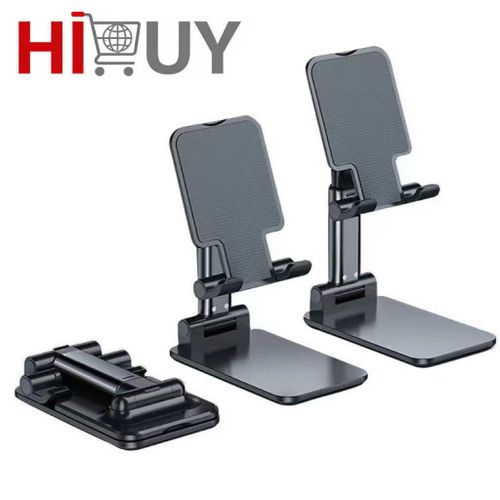 HIBUY Desktop Smartphone Holder, Foldable Phone Stand - Black