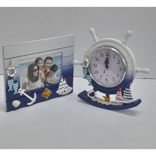 WOODEN photo frame + swing clock ornament