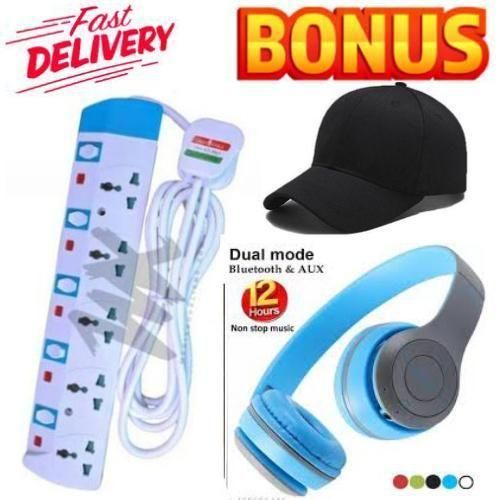 Power King 5-Way 5 Way Power Extension Cable With Safety Switches Free Quality Gifts Adjustable Cap Strong Bass Bluetooth Wireless Headphones