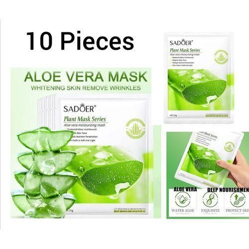 SADOER 10 Pieces Face Hydrating and Moisturizing Aloe Vera Facial sheet Mask Anti Wrinkles anti Aging