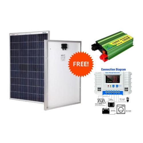 100W Solar Panel All Weather Solar Panel + Free 30A Solar Charge Controller + Free 1000 Watts Solar Inverter DC to AC 1000W Inverter
