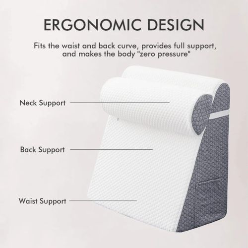 Bed Wedge for Headboard Triangle Pillow, Memory Foam Wedges for Acid Reflux, GERD, Snoring, Post Surgery Back Pain Relief, Leg Elevation,
