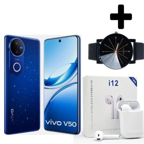 V50- 6.78, 12GB + 512GB ROM -(Dual SIM) - 6000 MAh -(2YRs WRTY)-Starry Blue+web Watch+earpods