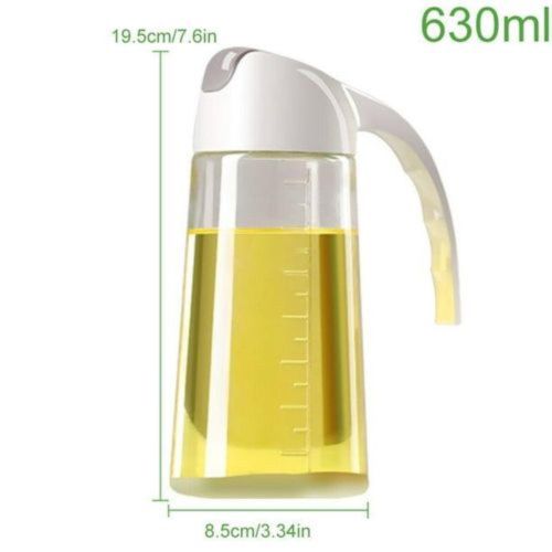 630ml Glass Oil Dispenser Bottle with Automatic Flip Lid – Leak Proof Vinegar & Cooking Oil Condiment Container