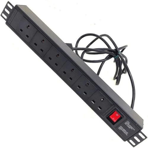 6 Way PDU Multi Aluminum Rack Mount Power Distribution Unit UK Plug 15U for Server Cabinets and Network Racks