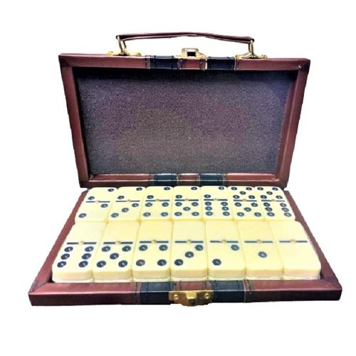 Dominoes Board Game with Durable Brown Case