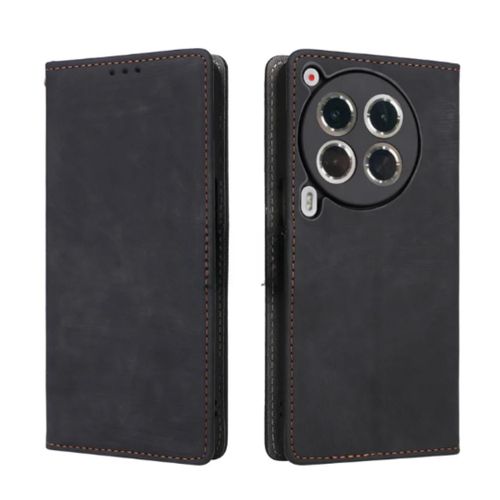 Tecno Camon 30 4G Phone Case, Wallet-Style Black Retro Leather Flip Cover with All-Round Protection for Second Device