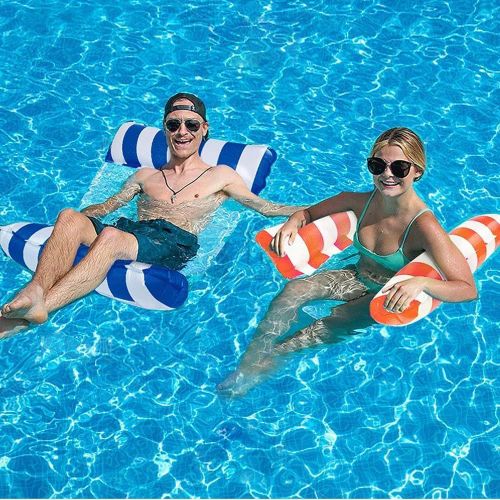 Adult Pool Floats, Inflatable Mattress, 4 in 1 Recliner Floating Hammock, 2 Pieces