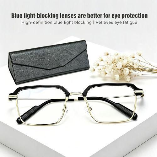 unisex anti blue light eyeglasses, blue light blocking computer glasses for men women, hd clear screen glasses, anti blue ray light block glasses, metal optical spectacles frames, comes with free foldable magnetic snap glasses case