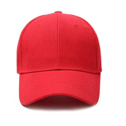 Red Baseball Cap Plain Adjustable Blank Solid Color Hat, Unisex Design
