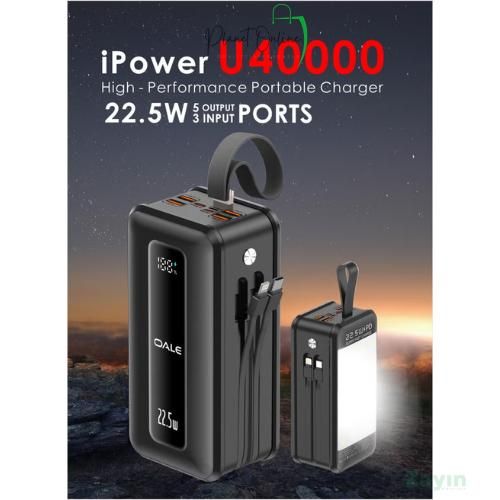 40000mAh power bank Fast charging power bank 225W power bank High capacity power bank Portable charger with cables Multi output power bank Power bank with display Heavy duty power bank Travel power bank