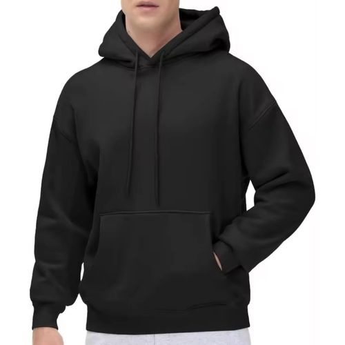 Black plain cotton hoodie