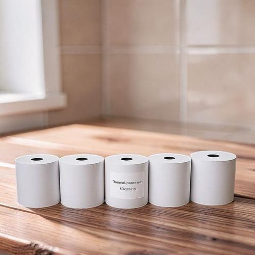 High Clarity Non-Fading Quality 5 Pieces of 80mm By 80mm By 13mm Thermal Roll Papers Thermal Paper Rolls